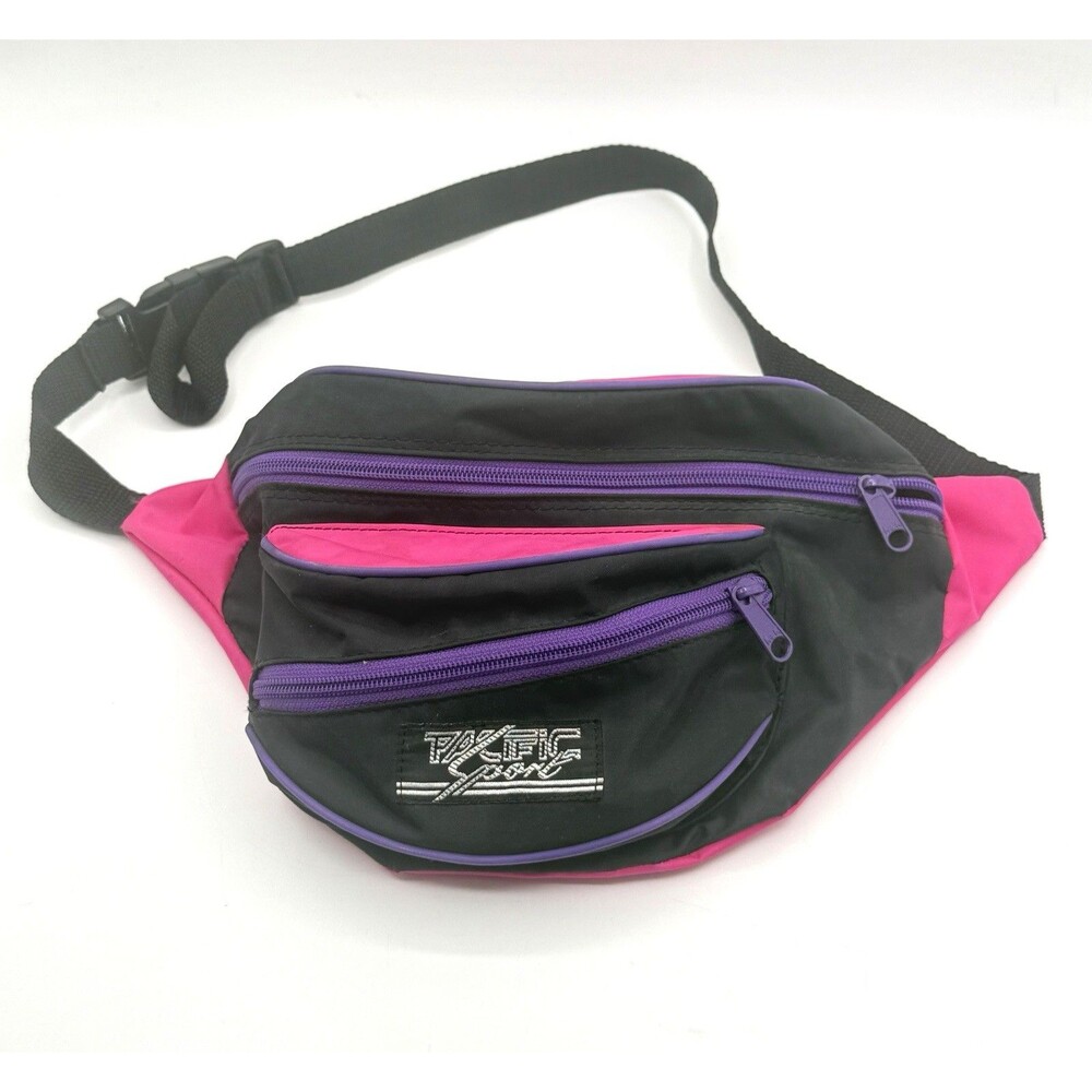 Vintage 80s Pacific Sport Fanny Pack Belt Bag Adjustable Neon Purple Pink Barbie